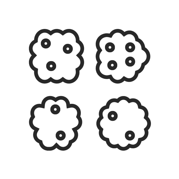 Four black line icon of sponges each a different shape